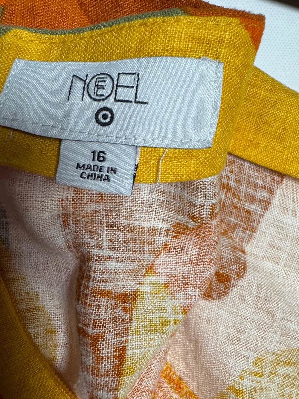 Fe Noel x Target Mini Skirt Size 16 Abstract Orange Yellow  55% Linen 45% rayon - Picture 4 of 8